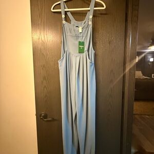 HALARA Pale Blue Suspender Jumpsuit with Front Bib